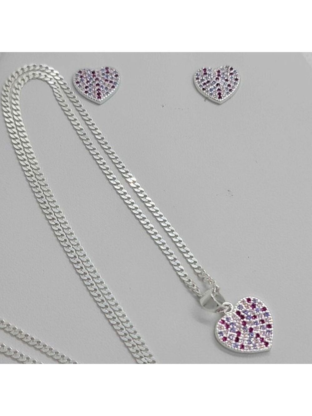 LAST ONE Pink HEART Earrings and Necklace set
